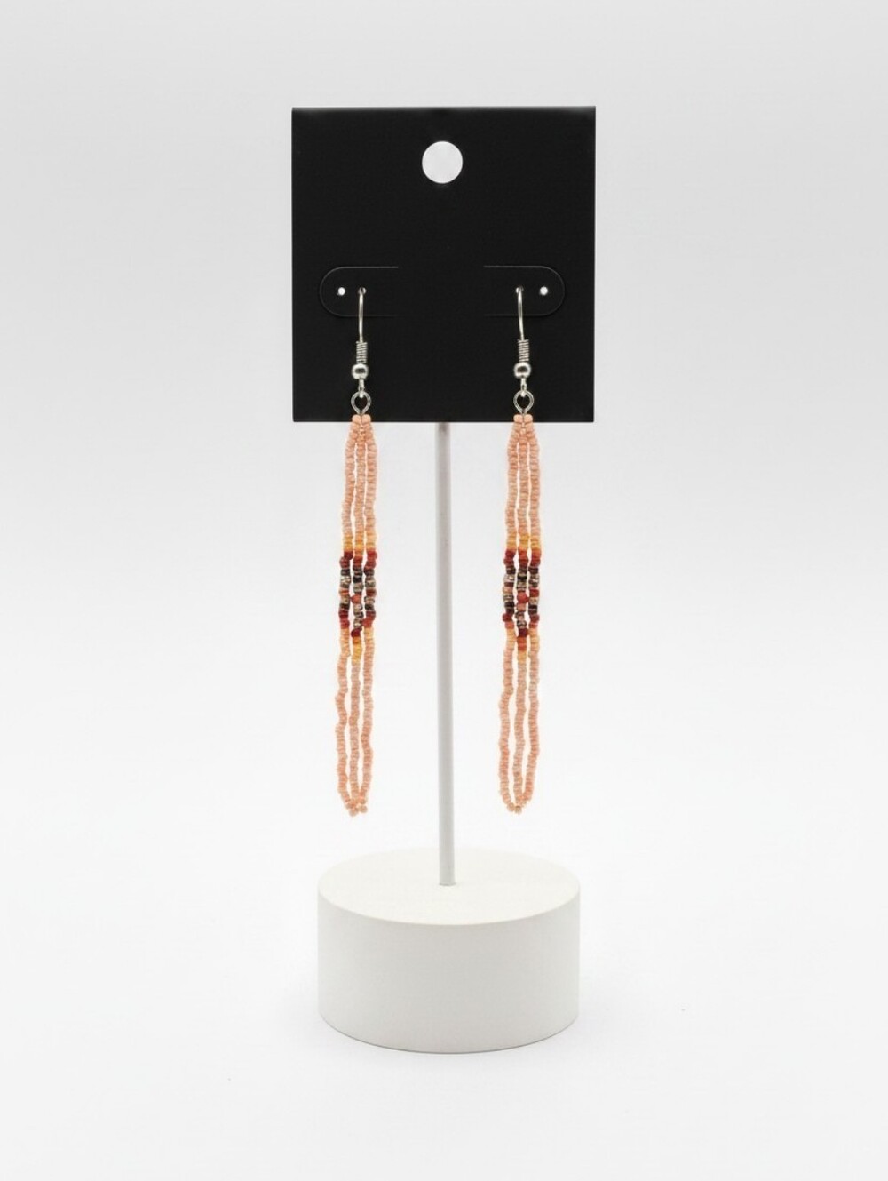 Peach Multicolor Beaded Tassel Earrings